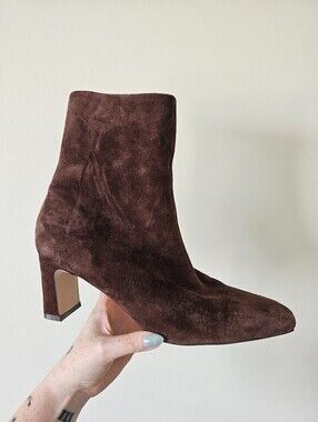 Steve Madden 10 ankle boots brown suede block heel suede